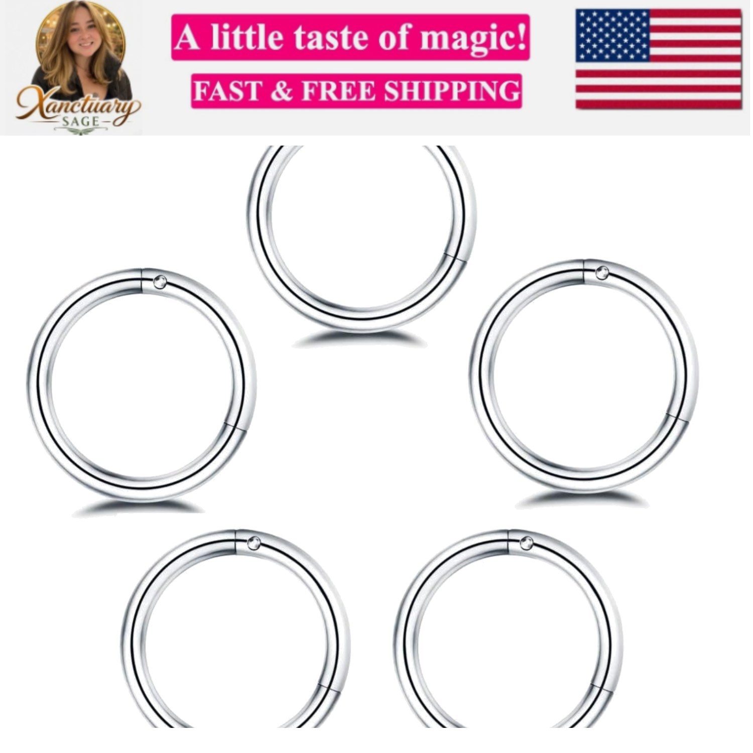5Pcs Stainless Steel 16G 18G Sleeper Hoop Earrings for Women Men Septum Hinge…