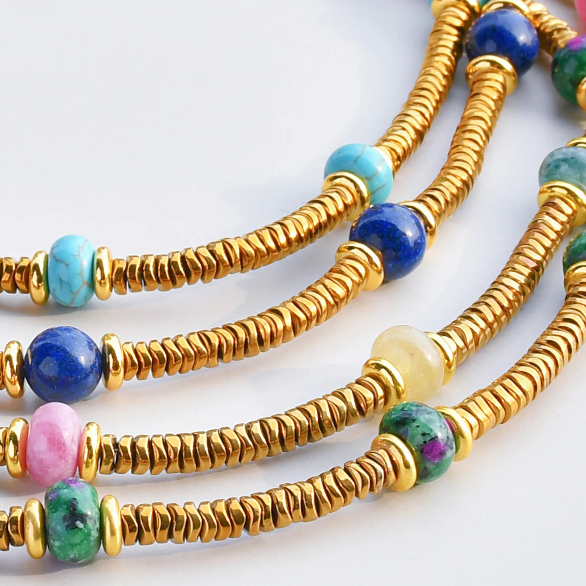 Loe| Bohemian Natural Stone Necklace for Women.1Pcs.316L Stainless Steel.Luxury