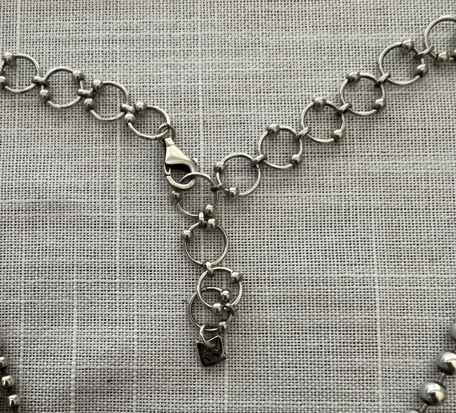 Silpada Multi Strand S.S Beaded Adjustable Necklace Cascading Pendant ..