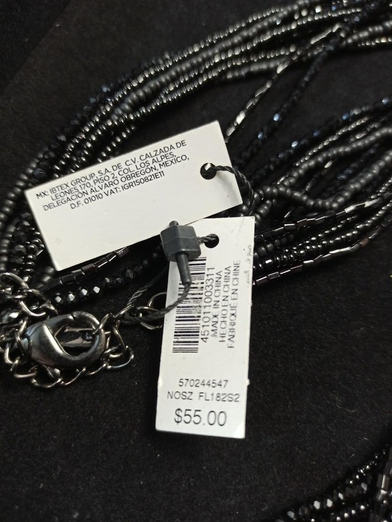 NWT White House Black Market Multi Strand Black Beaded Statement Necklace