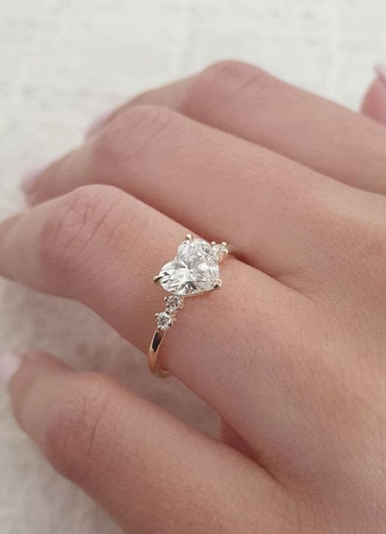 Valentine-Solitary Heart Ring 2Ct Heart Simulated Diamond 14K Yellow Gold Plated
