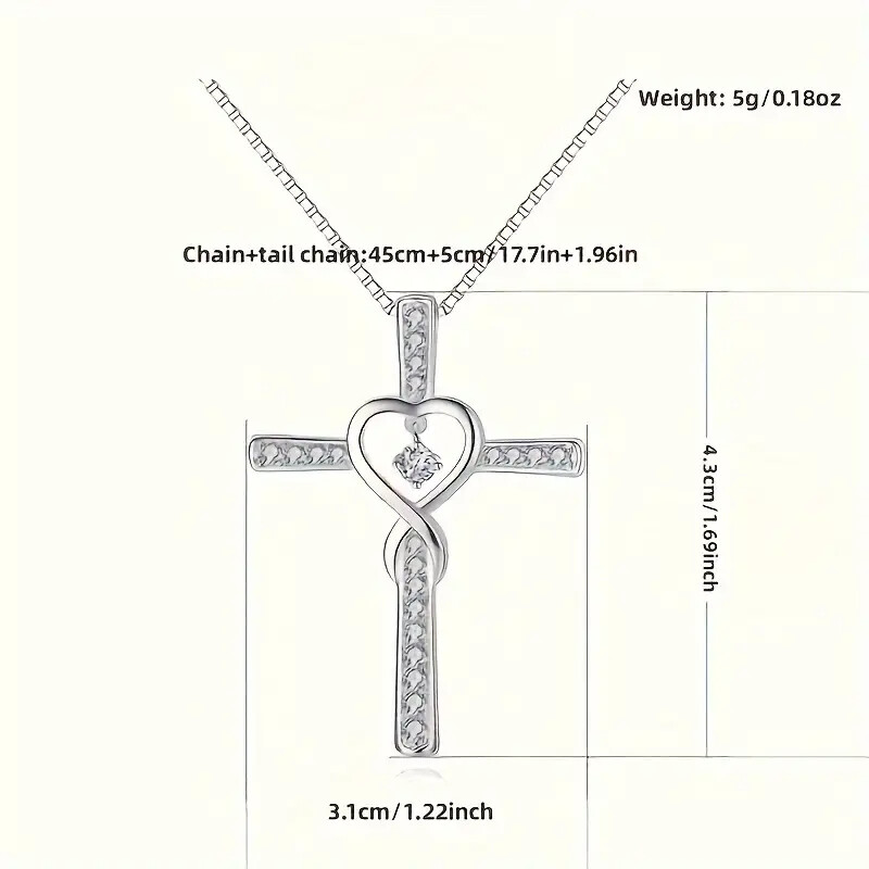 Heart Shaped Cross Necklace Unique Gift for Teenagers Women and Ladies