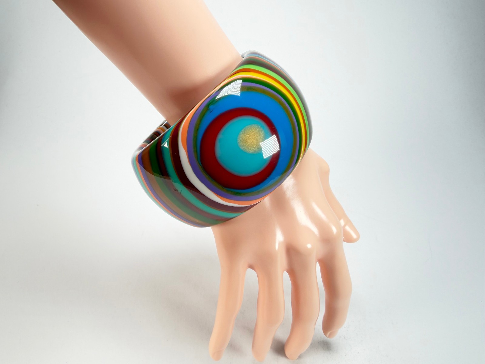 Jackie Brazil Tiger Liquorice Allsorts w/Cat Eye Mix Colours 5cm Resin Bangle