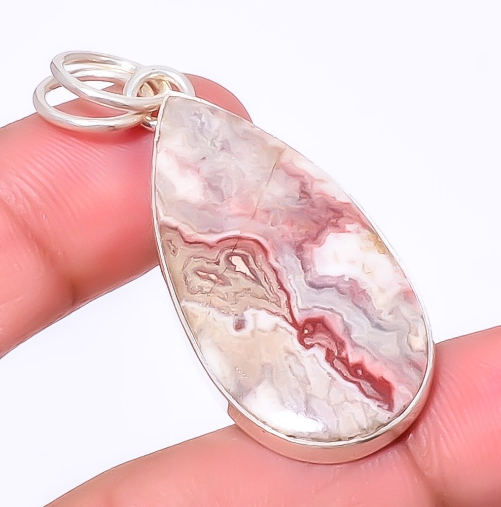 Crazy Lace Agate – Australia 925 Sterling Silver Pendant 1.79″ P6161-39