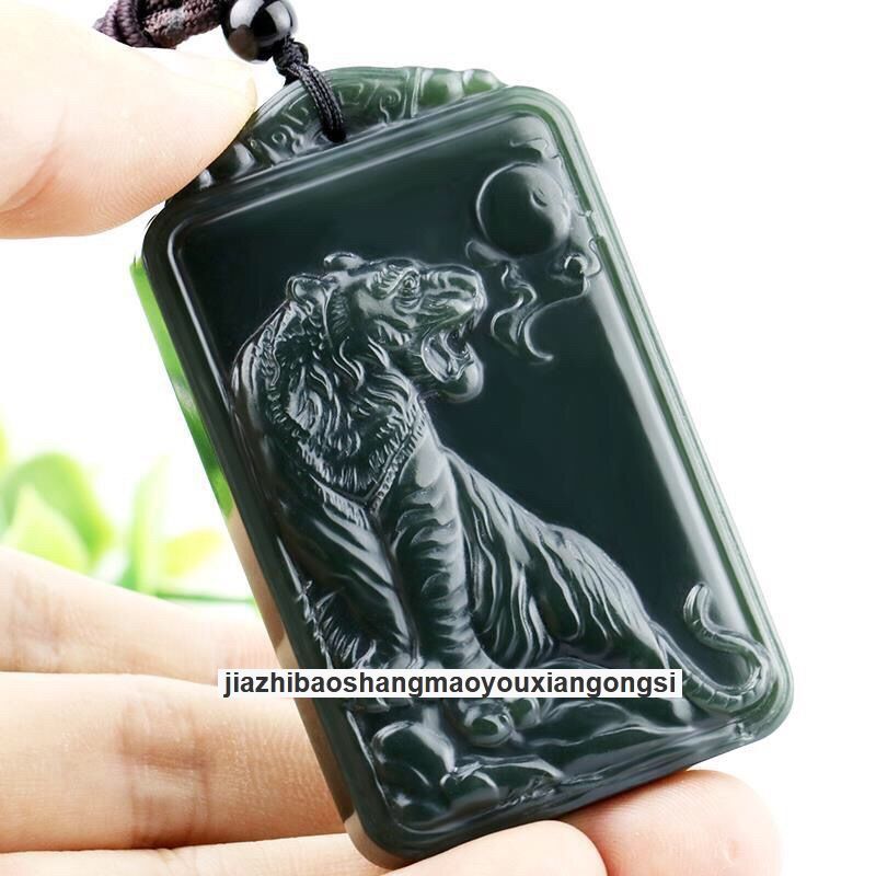 Certified Grade A Hotan Green Jasper Jade Kwan-yin GuanYin Buddha grave Pendant