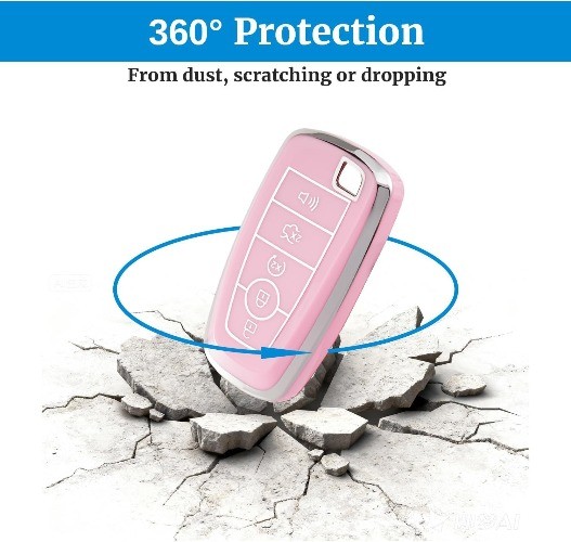Soft TPU Key Fob Cover with Keychain, Key Case Shell Full Protec Color: B-pink