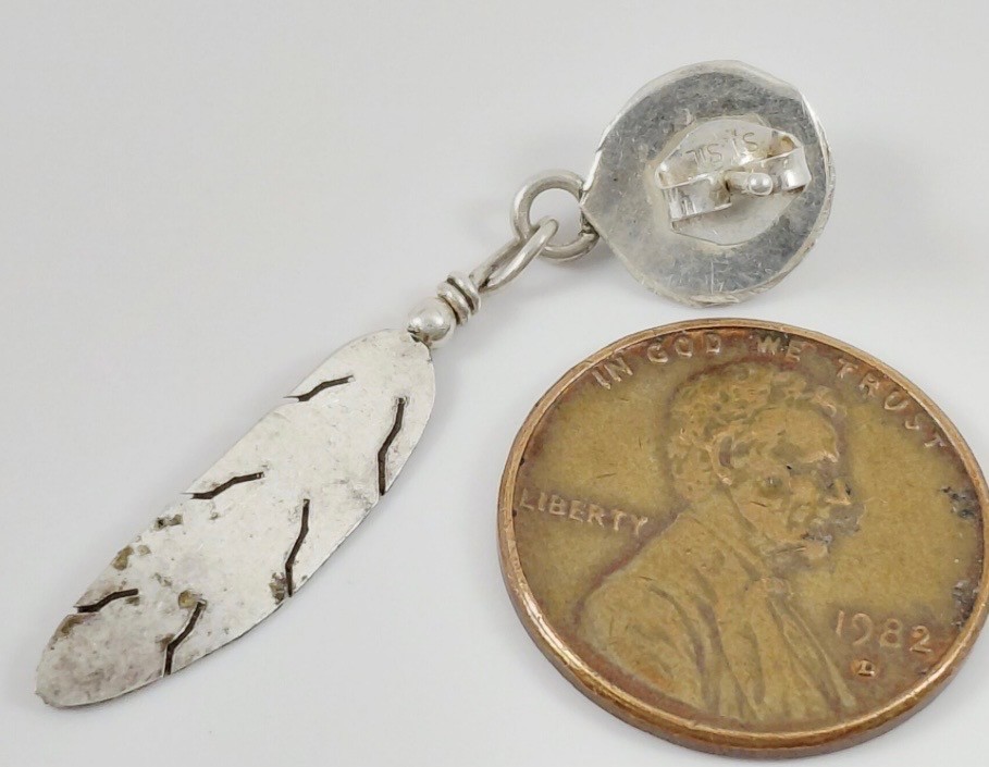 SW Style 925 Silver & Turquoise Feather Drop Earrings
