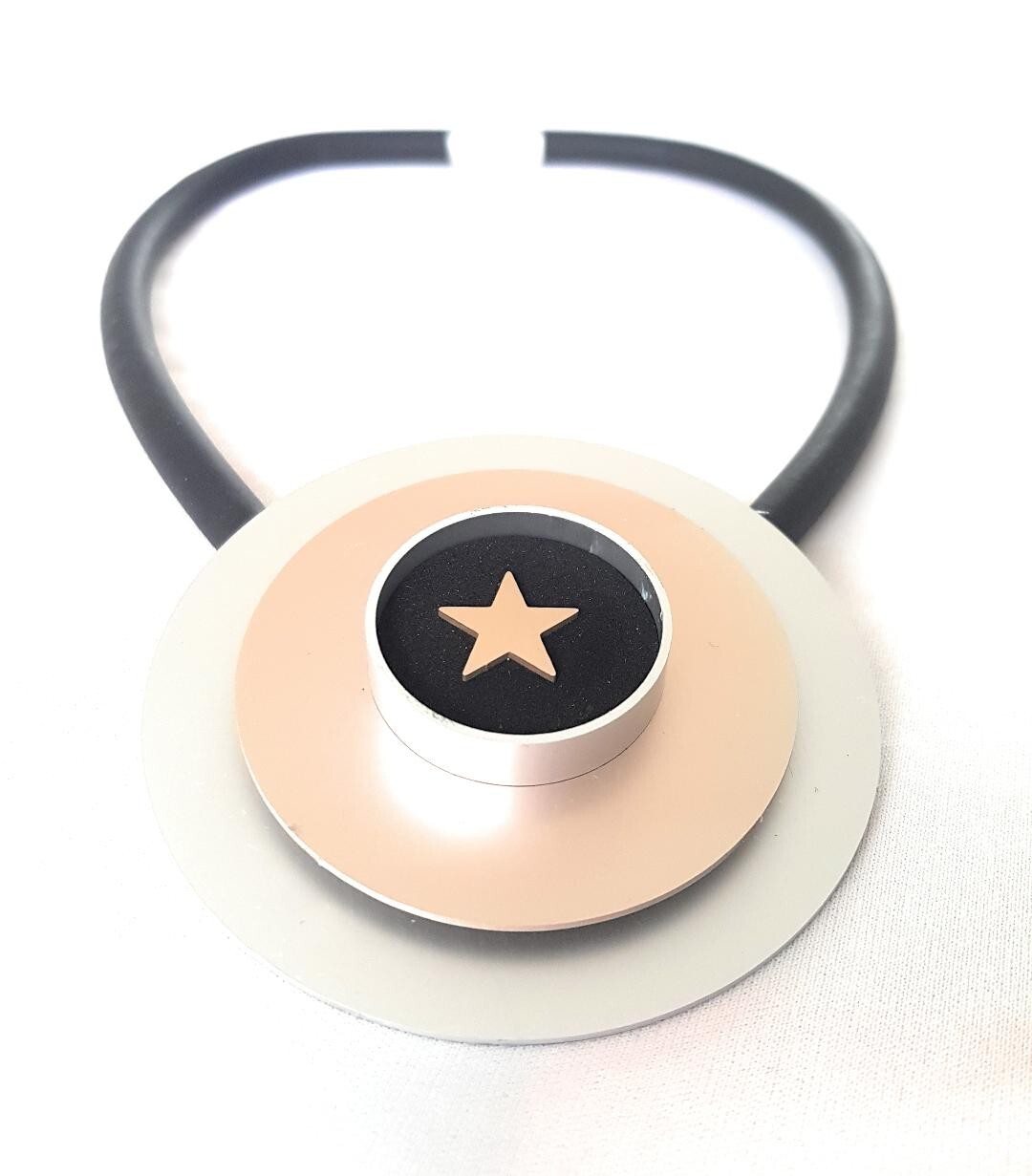 Contemporary Necklace Rubber & Magnetic closure Oversized Aluminium Shape