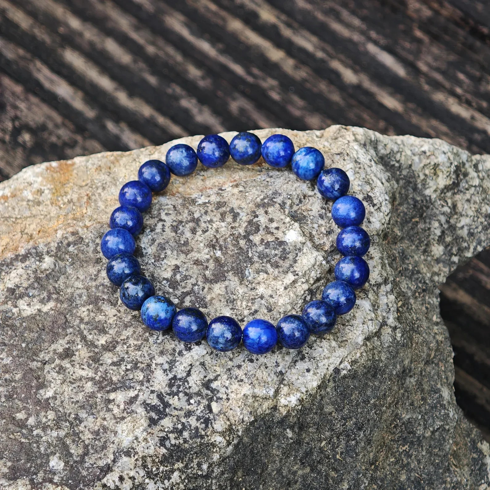 Natural Lapis Lazuli Bead Bracelet Unisex 8mm Blue Gemstone Protection Gift