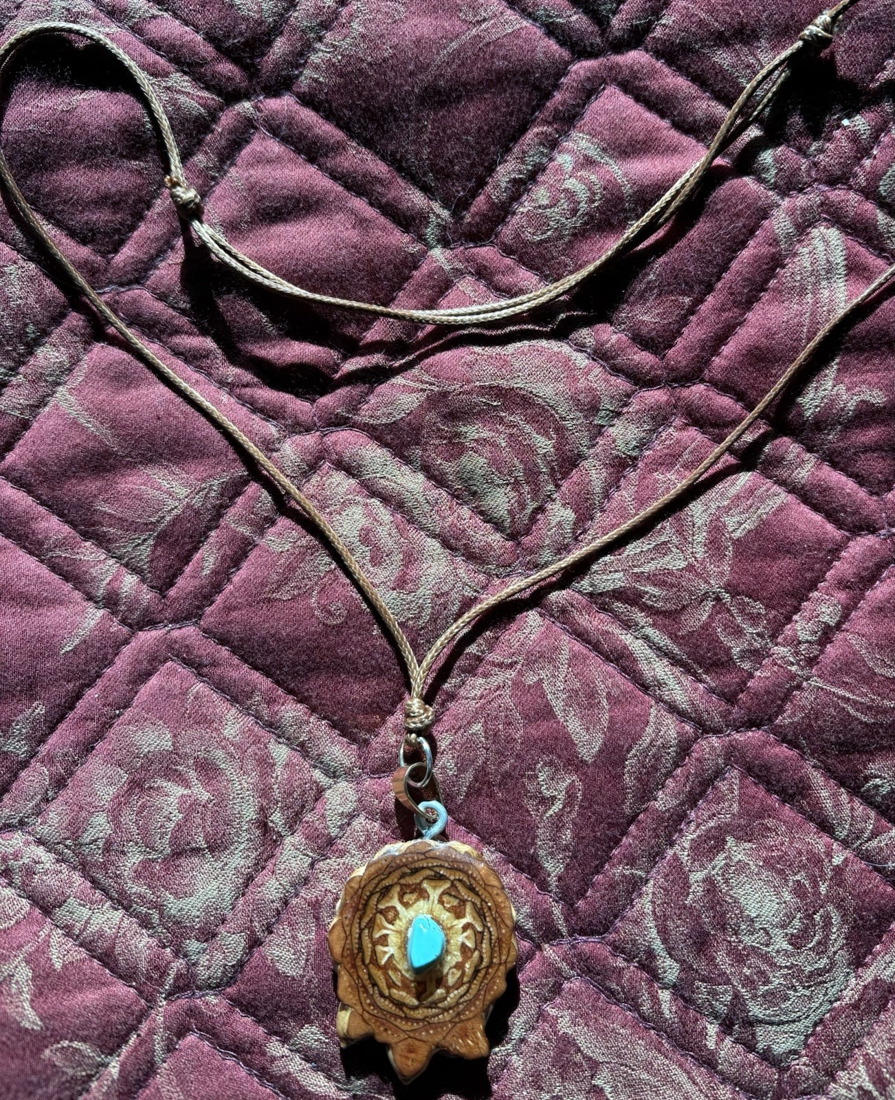 Knobcone Pinecone Pendant with Turquoise