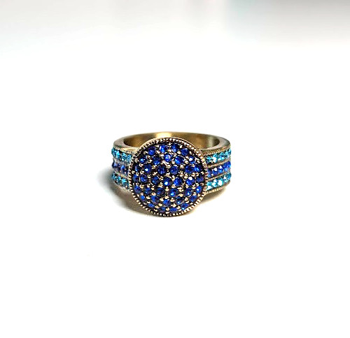 Heidi Daus Blue & Aquamarine Swarovski Crystals Domed Ring Size 8 Excellent cond