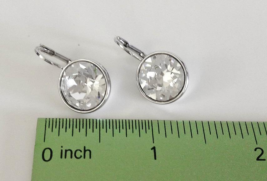 Bella Earrings Made With Genuine Swarovski Crystals Silver Plated Bezel Lever
