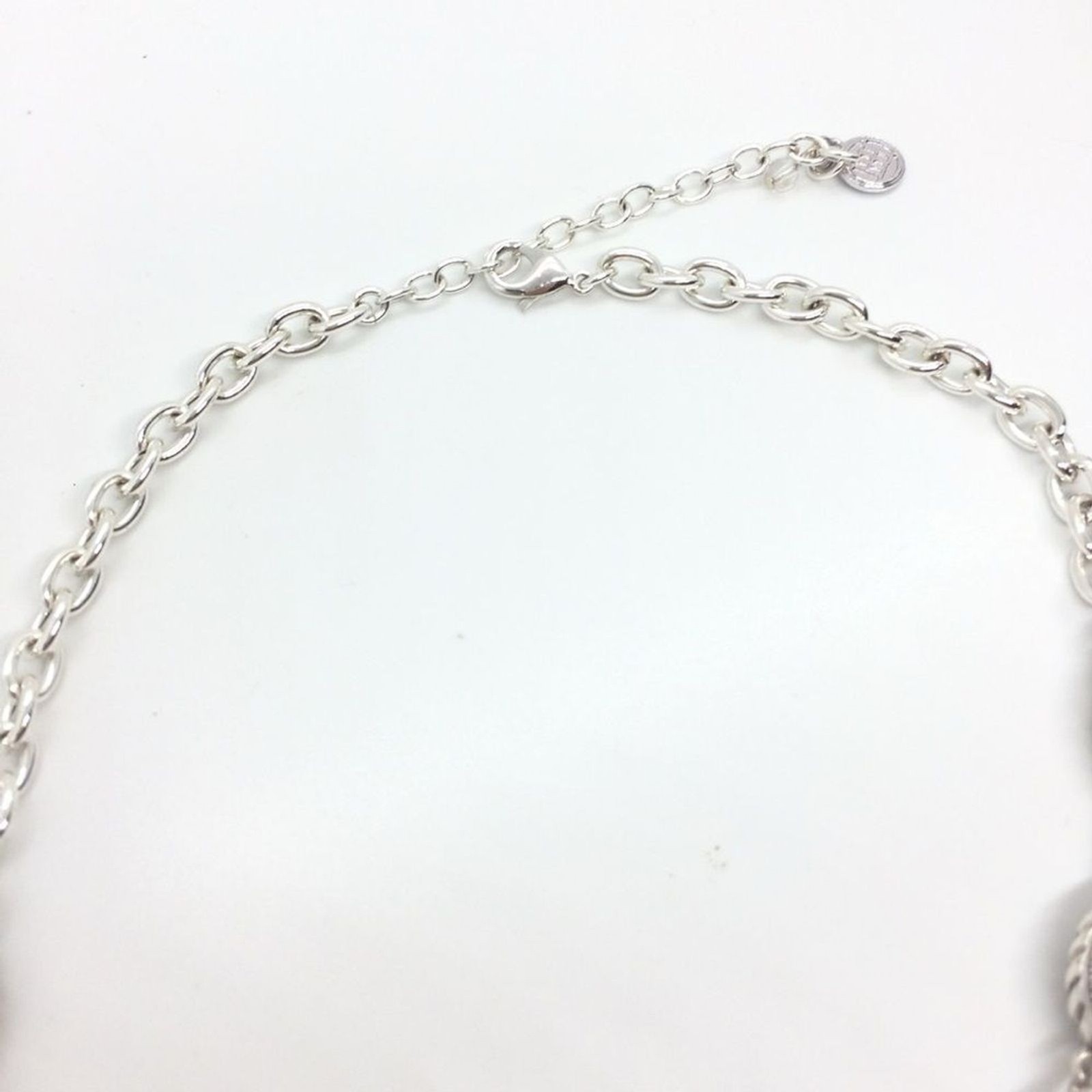 DANA BUCHMAN STATEMENT NECKLACE PEARL CABOCHON BIB COLLAR SILVER TONE REGAL