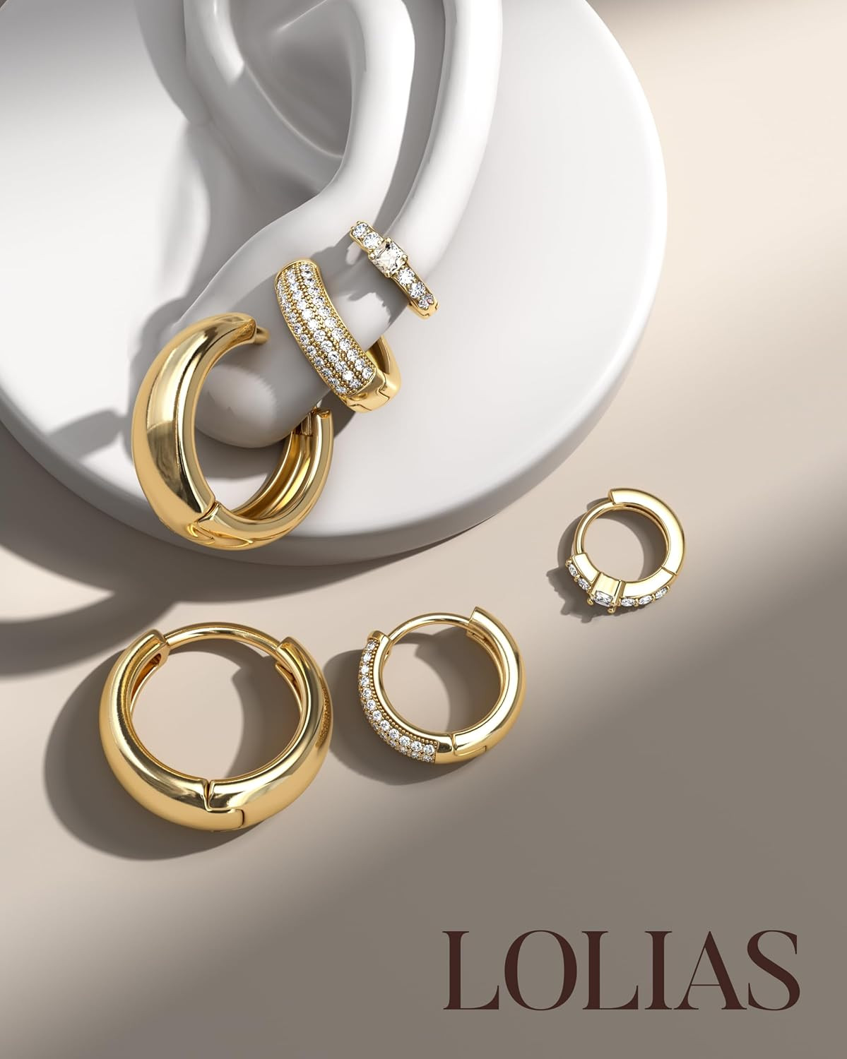 Small 14K Gold Plated Chunky Hoop Earrings for Women Hypoallergenic Silver Earri