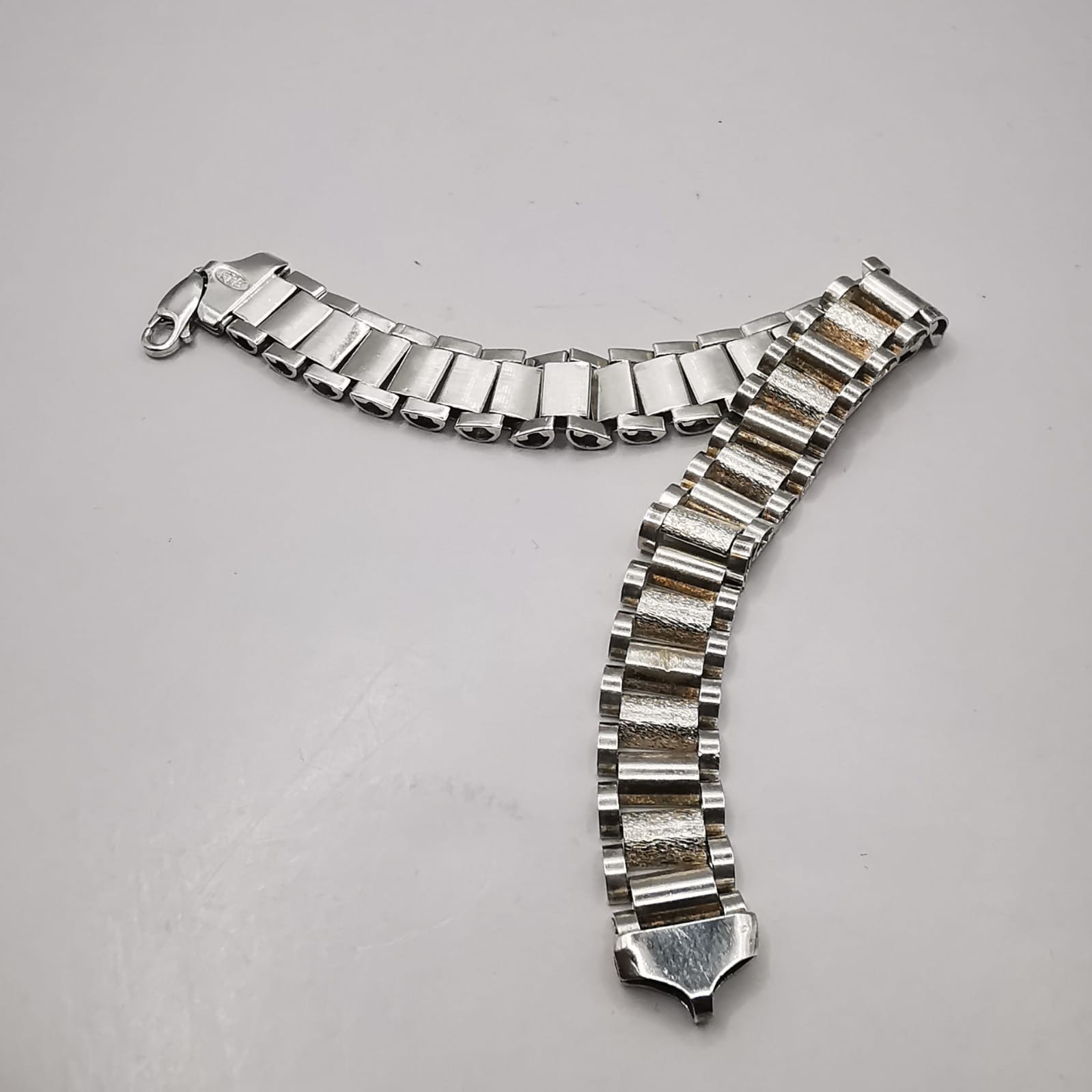 Vintage Handmade 925 Sterling Silver Bracelet Textured Link Stamped 18.64g 19.5c