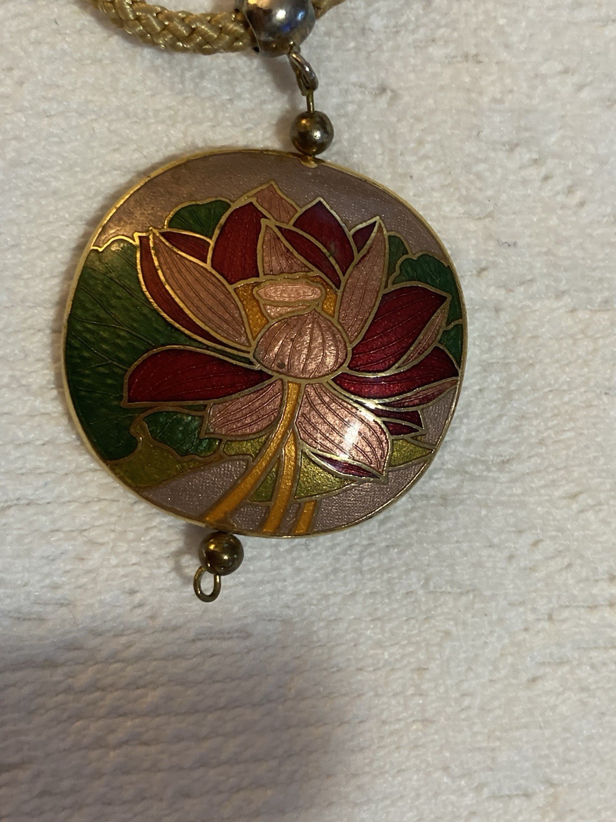 Vintage Sea Gems Cloisonné Necklace Pendant & Earrings 23”