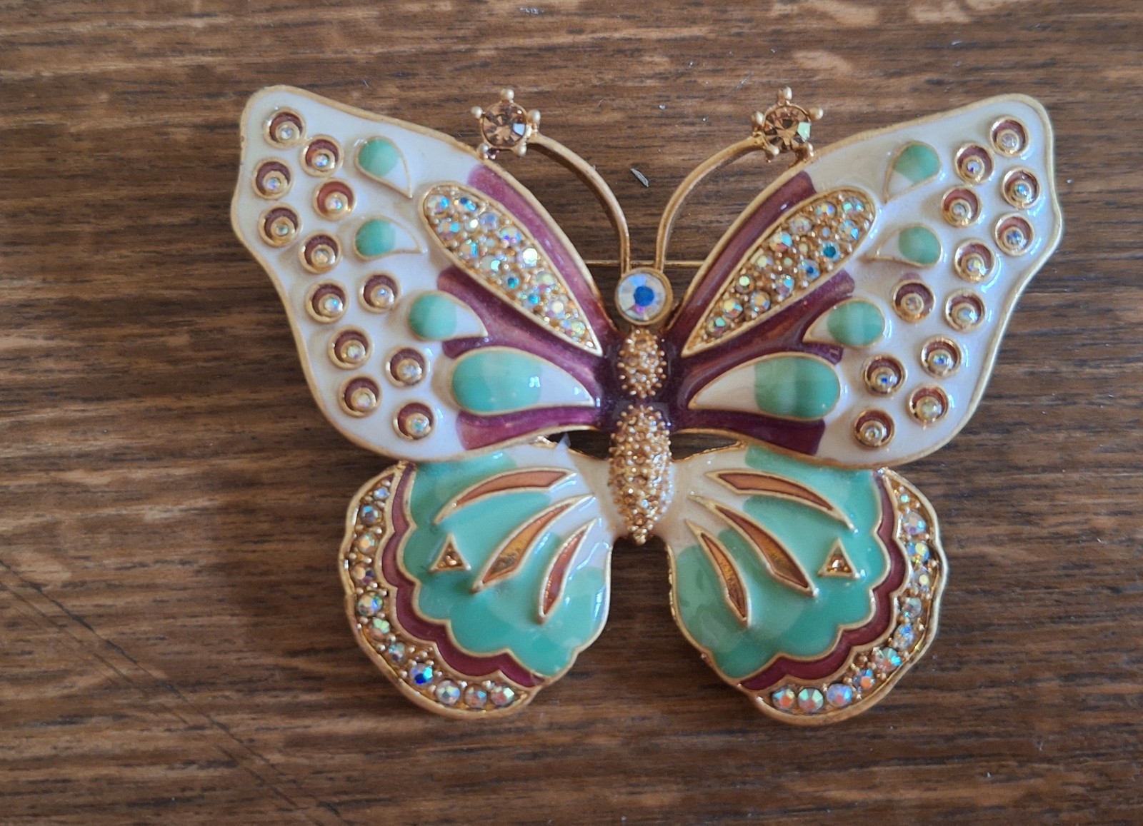 Avon Signed KJL Kenneth Jay Lane Pastel Enamel Crystal Butterfly Pin Brooch!!