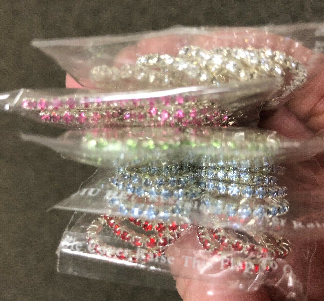 NEW Set of 12 Rhinestone Toe Ring Crystal Metal Stretchy Red Blue Green Pink