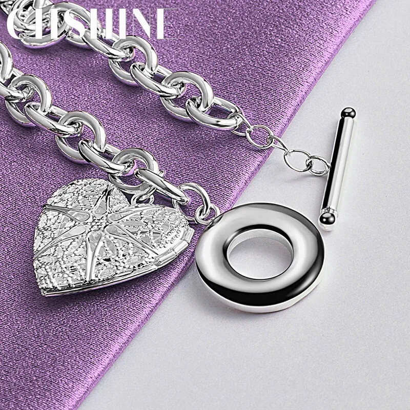 CHSHINE 925 Sterling Silver Heart Bracelet OT Buckle Chain Charm Fine Jewelry