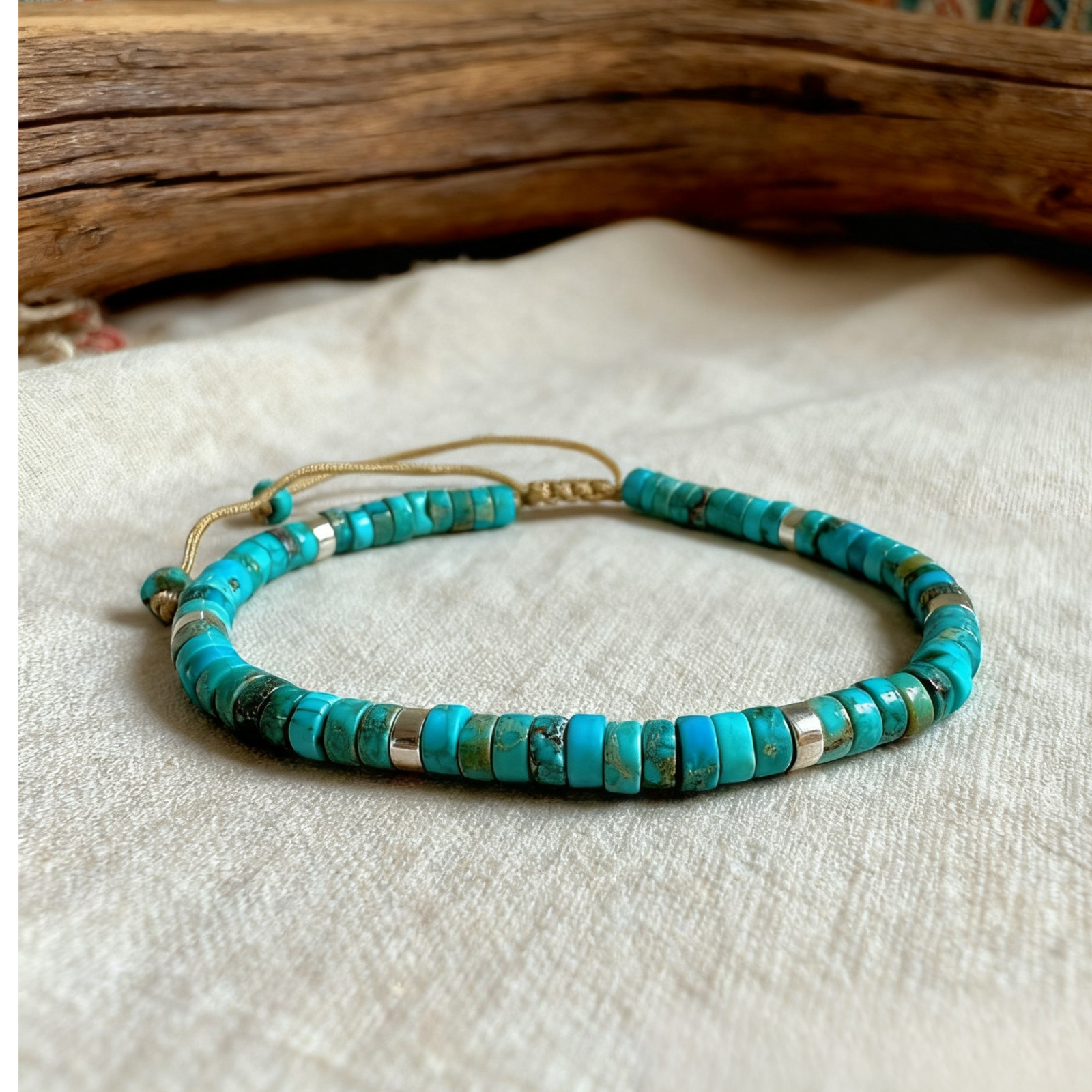 Natural Turquoise Dainty Bracelet Blue Gemstone Minimalist Healing Jewelry Gift