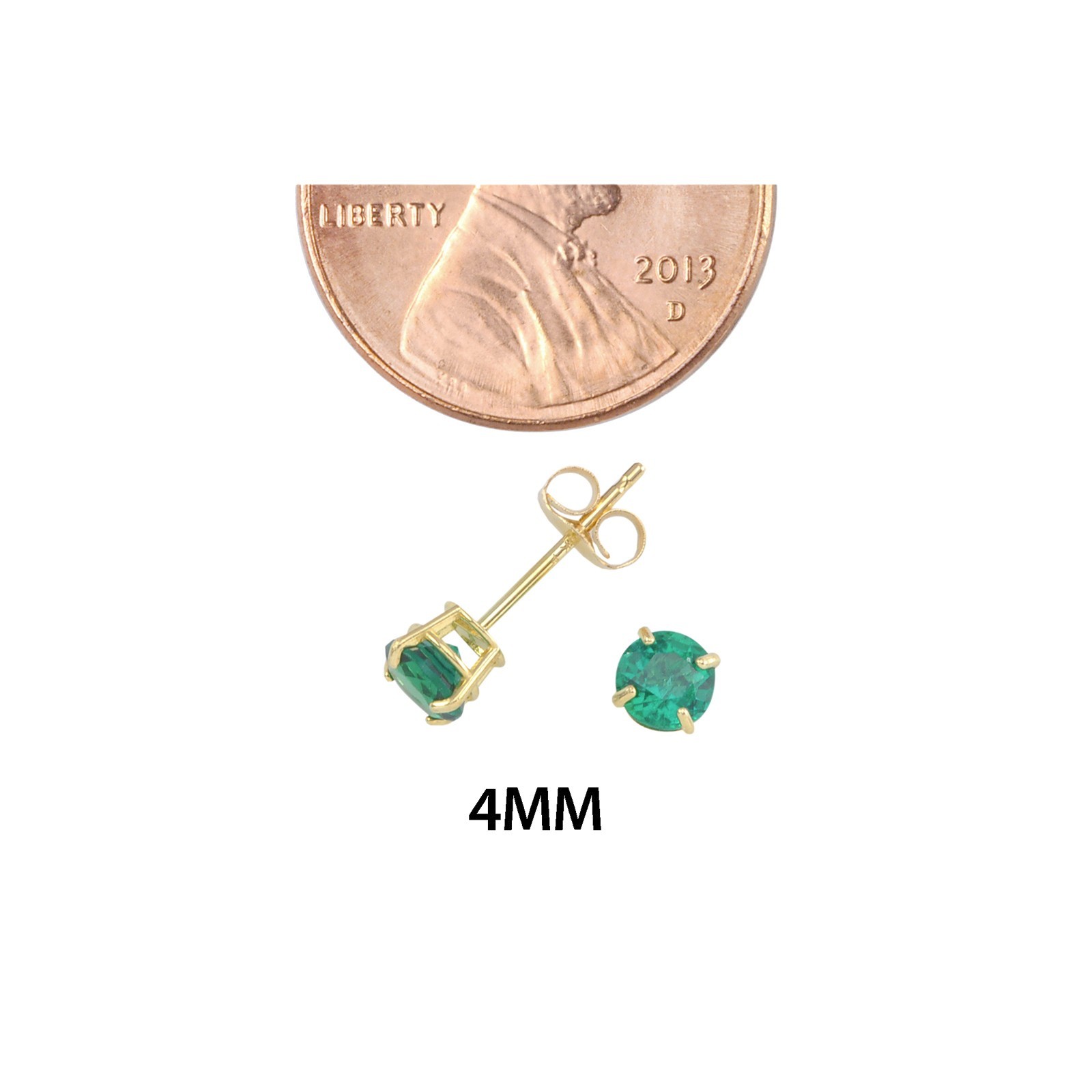 Emerald Gemstone Earrings 14k Yellow Gold Studs