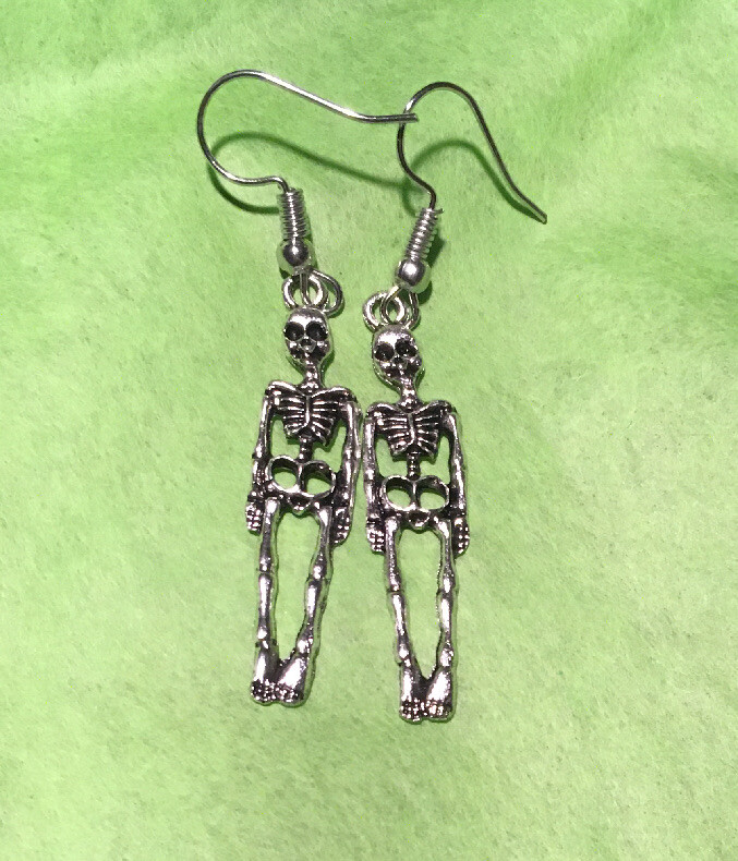 Silver Skeleton Earrings – Cute for Halloween and Everyday