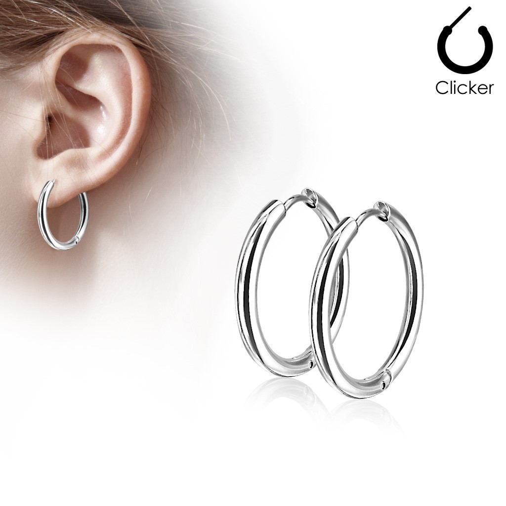 Stainless Steel Plain Endless Hoop Earrings Black-Blue-Silver-Rose Gold Plated