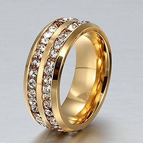 NL10 Mens Womens 8MM Titanium Stainless Steel High Polished 18K Gold Plated C…