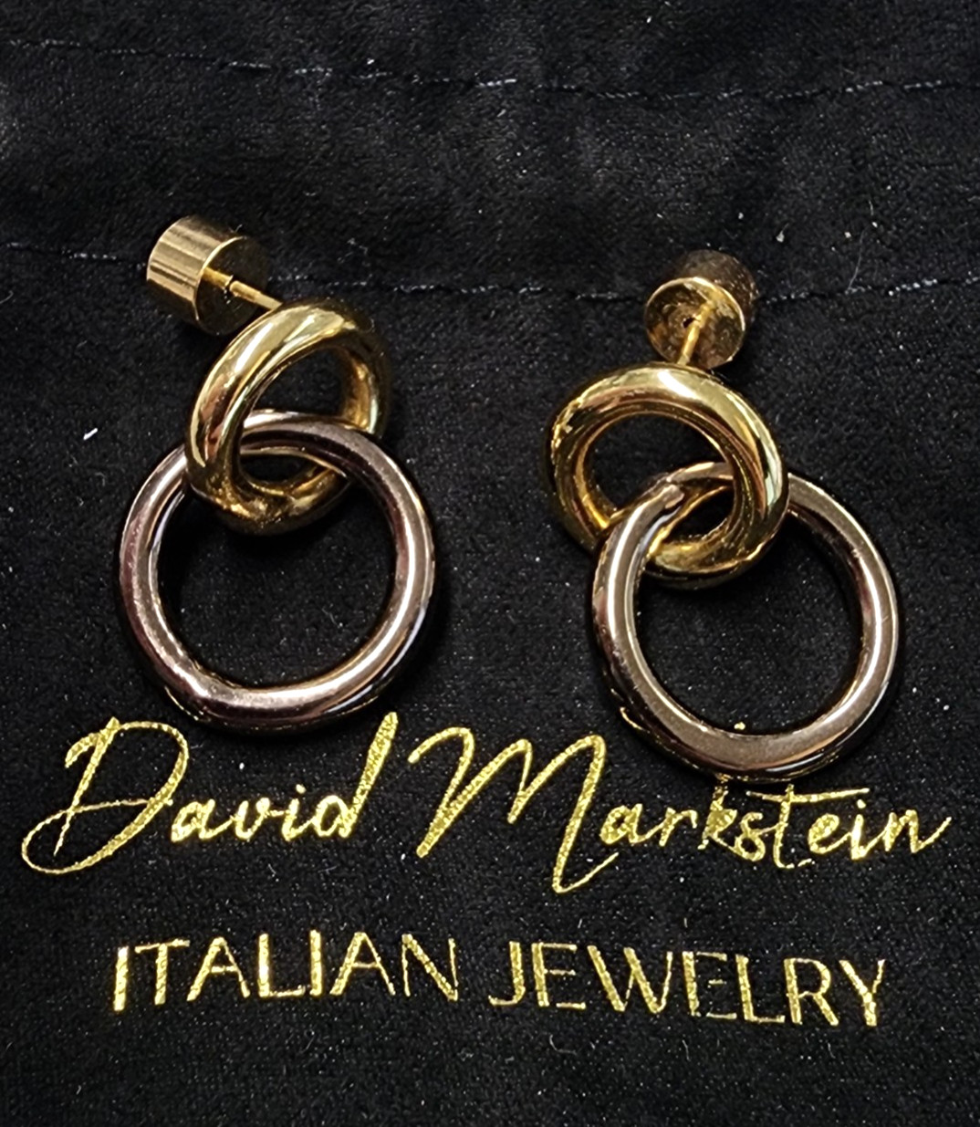 David Markstein Bronze Double Circle Interlocking Earrings 26mm