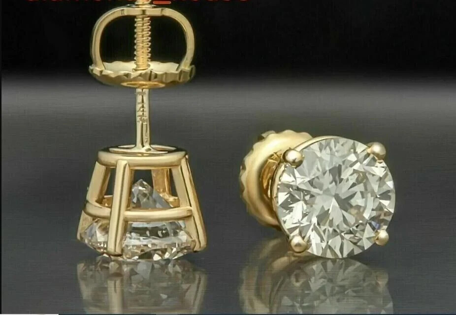 3.00Ct Round Cut Lab Created Diamond Women’s Stud Earrings 14K Yellow Gold Over