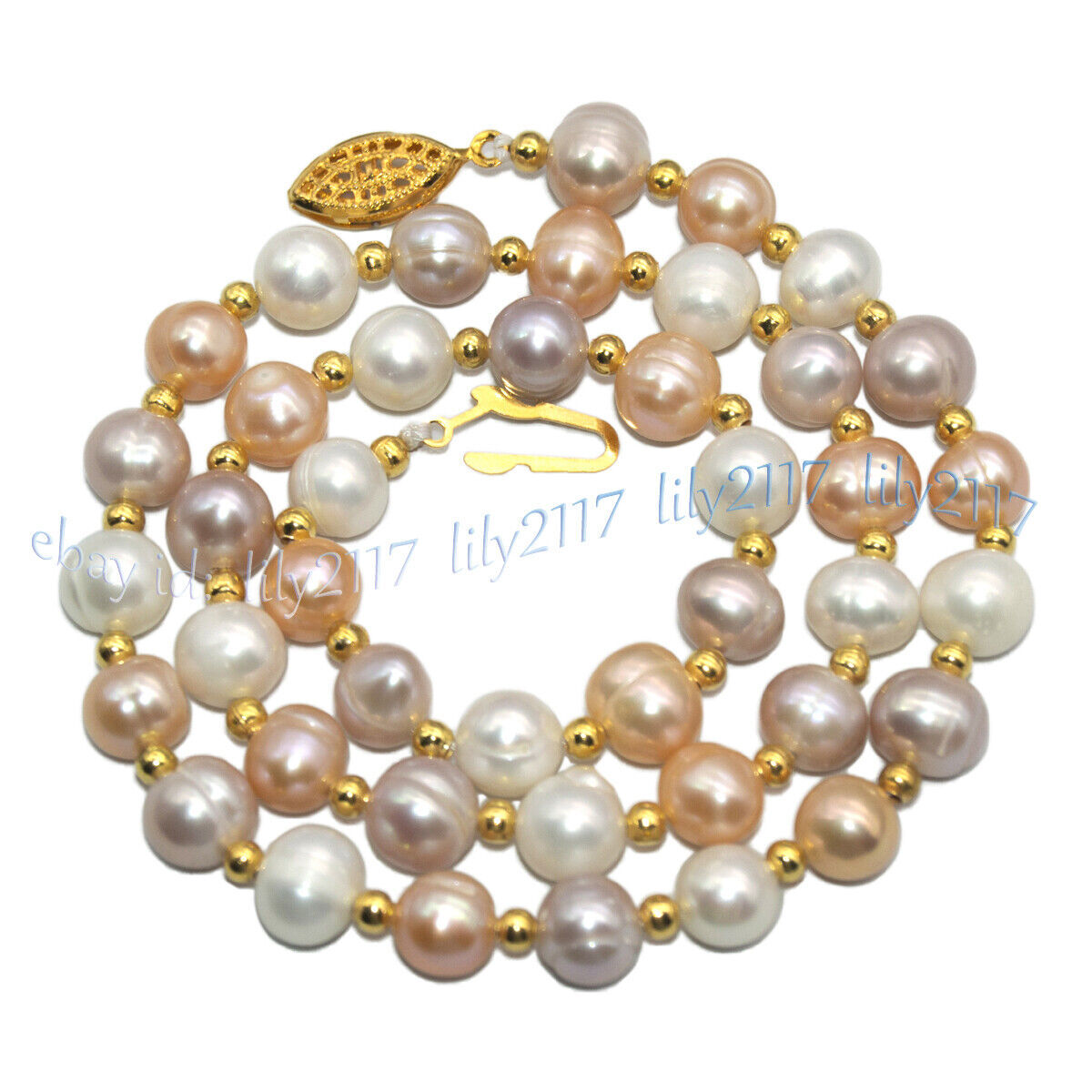 GENUINE AKOYA WHITE PINK PURPLE NATURAL FRESHWATER PEARL NECKLACE 14-100 INCH