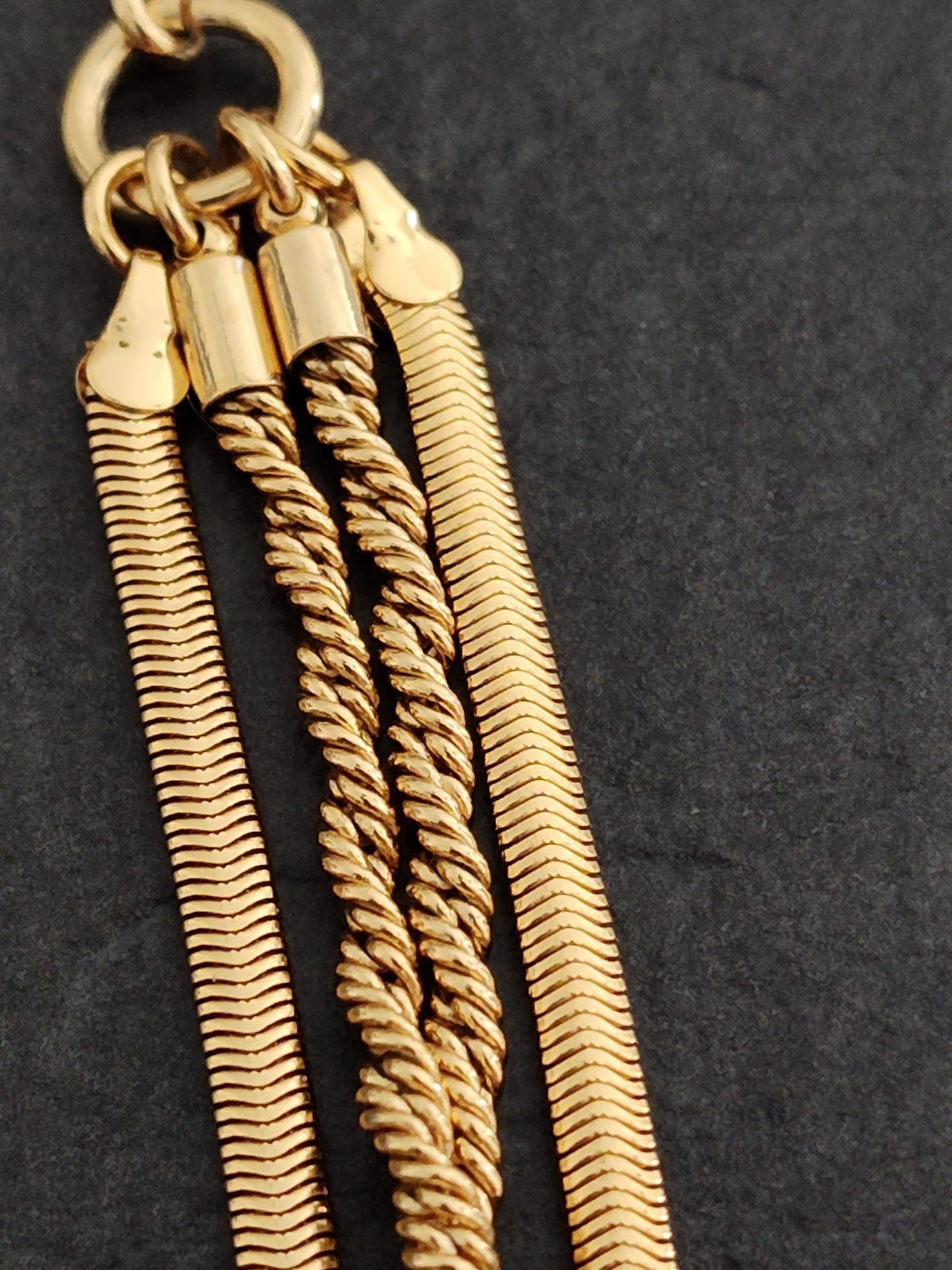 Talbots Gold Tone Multi Strand Snake &Rope Chain Long Necklace 30-34″