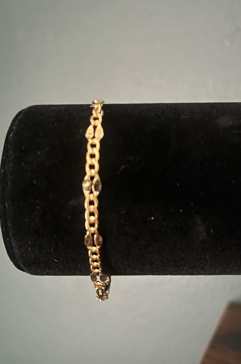 10K Gold Flat Mariner/Anchor Bracelet 7in