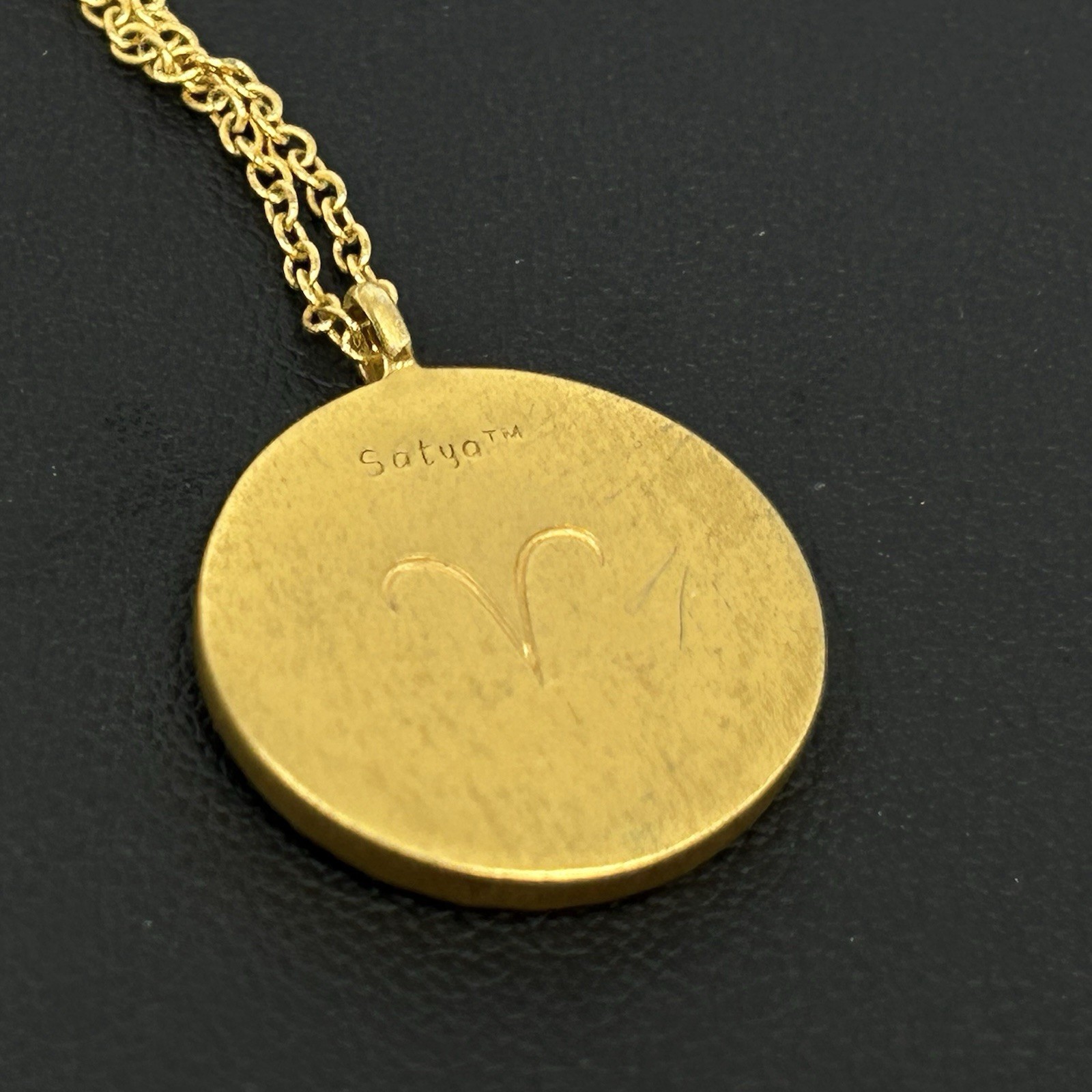 SATYA Aries Zodiac Necklace Constellation 18k Gold Overlay Delicate Chain 18″