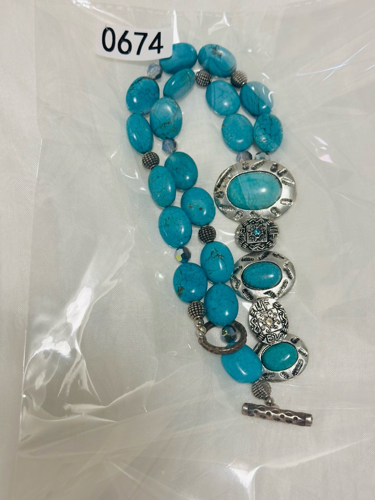 Erica Lyons Women Semi Precious Stone Necklace Long Silver Tone Chain