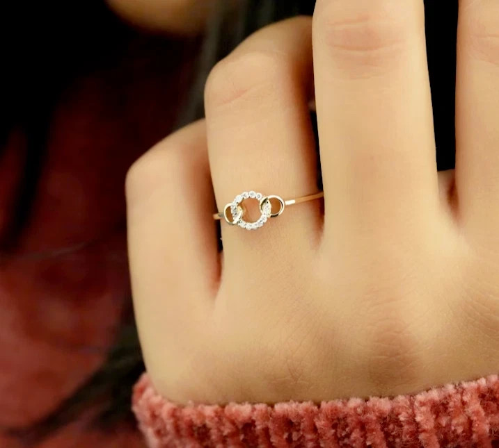 1 Ct Round Simulated Diamond 14k Yellow Gold Plated Women’s Round Link Band Ring