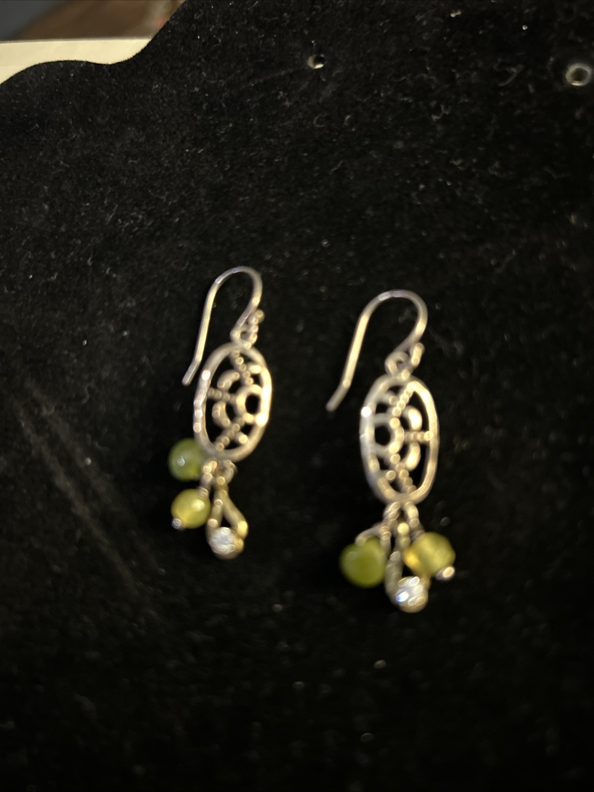 Silpada Sterling Silver Petite Green Quartzite CZ Brass Earrings W2376