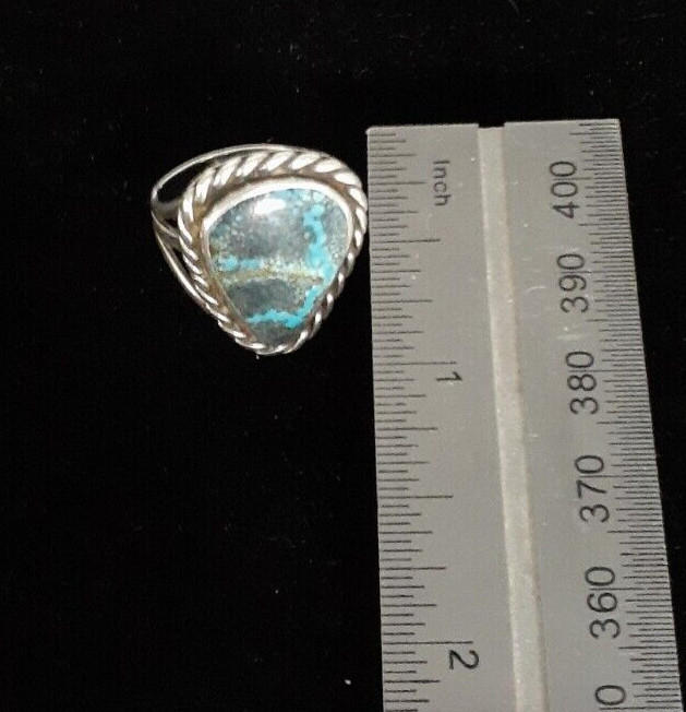 Silver Ring W/ Crysocolla Phoenix Stone Size 6.5 Unmarked Tested