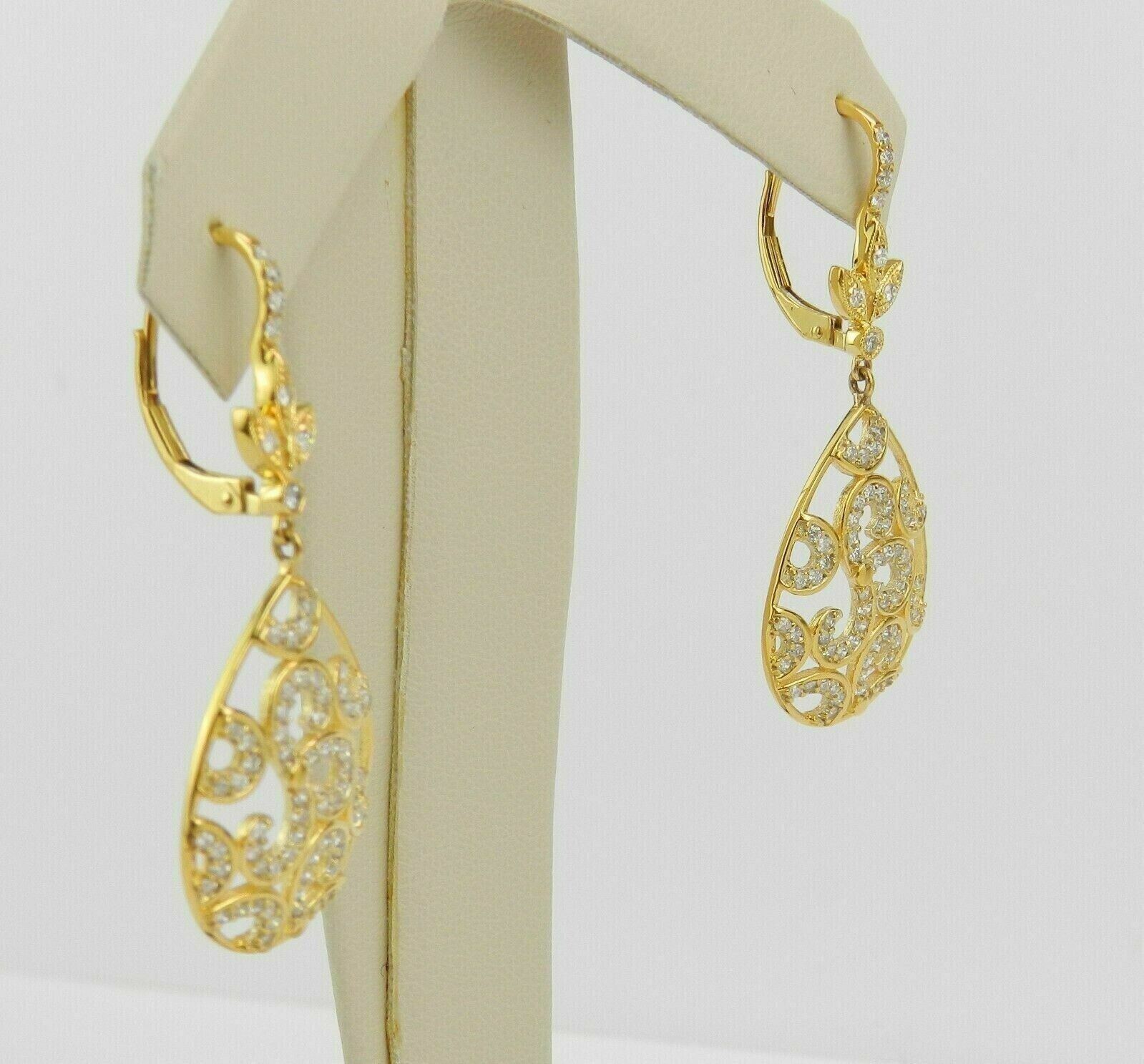 1.10Ct Round Cut Moissanite Women’s Drop/ Dangle Earrings 14K Yellow Gold Plated