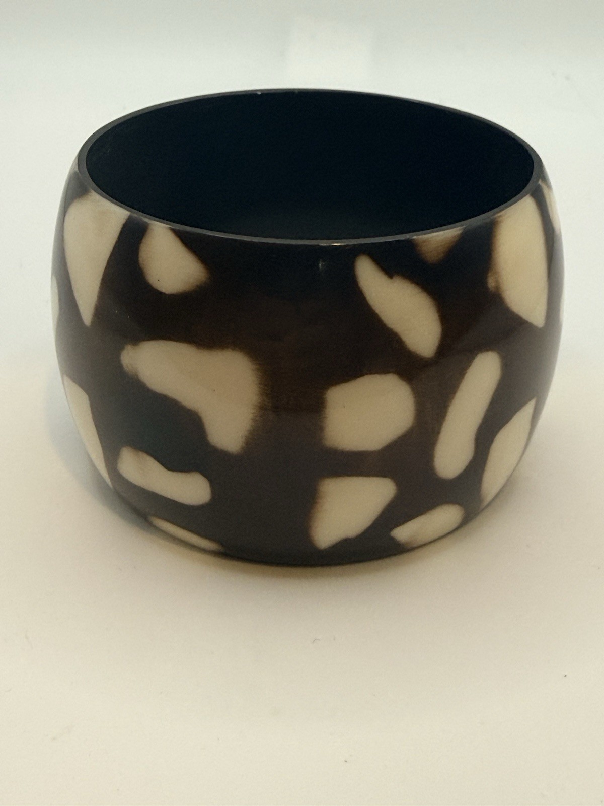 Chunky Acrylic Bangle Bracelet Animal Print Brown Cream Size 8”