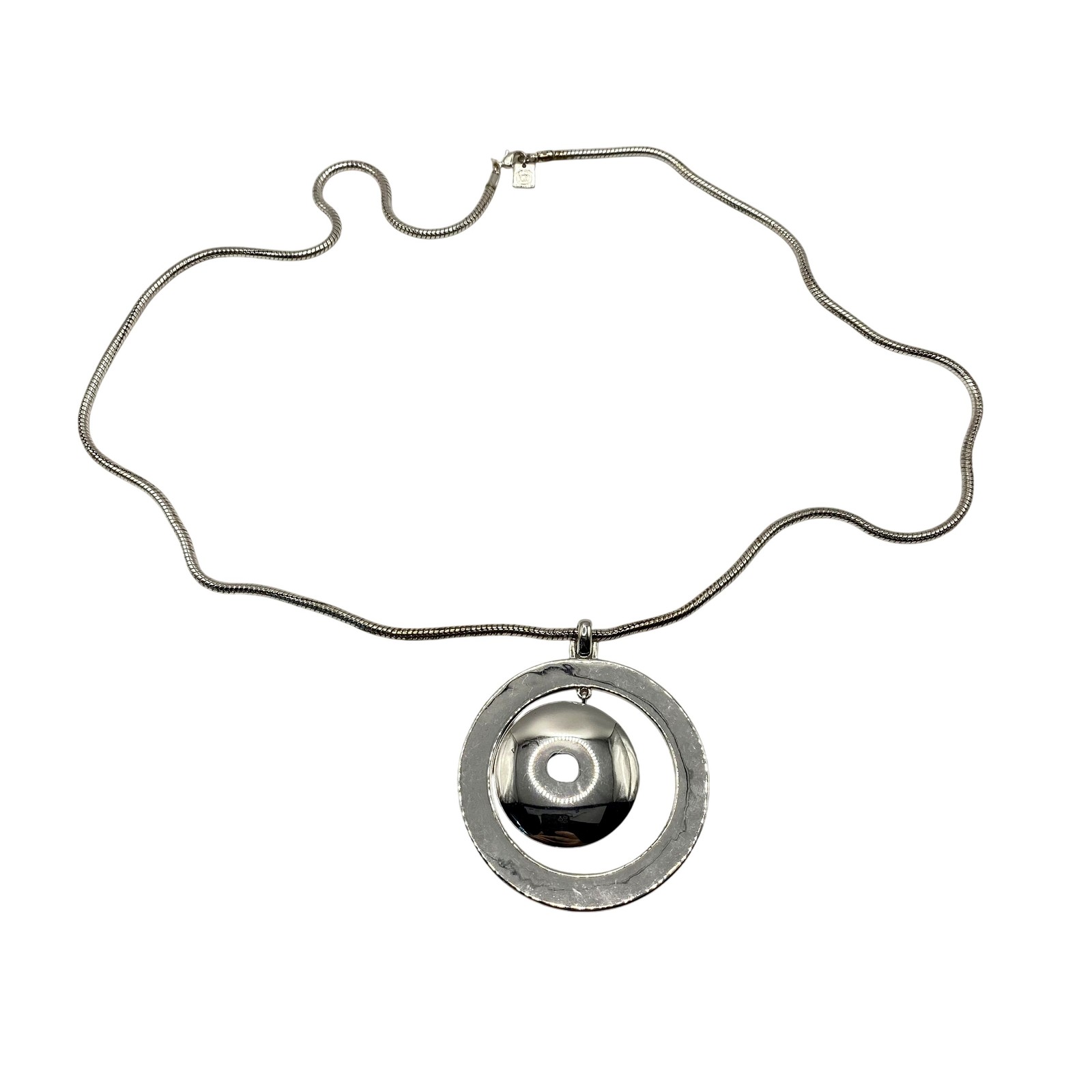 Nine West Silver Tone Round Pendant Necklace 28 In Womens Statement Jewelry