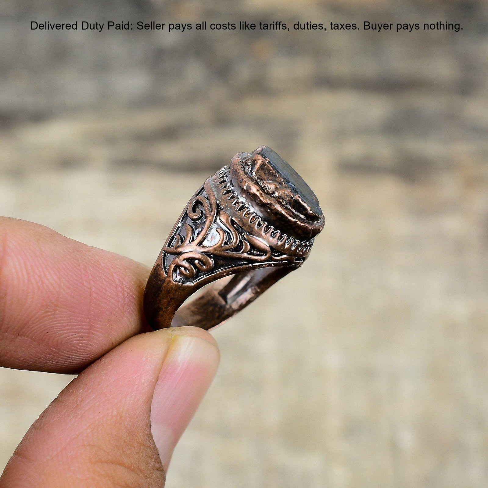 Third Eye Chakra Labradorite Rough Stone Boho Electroformed Ring Jewelry Copper