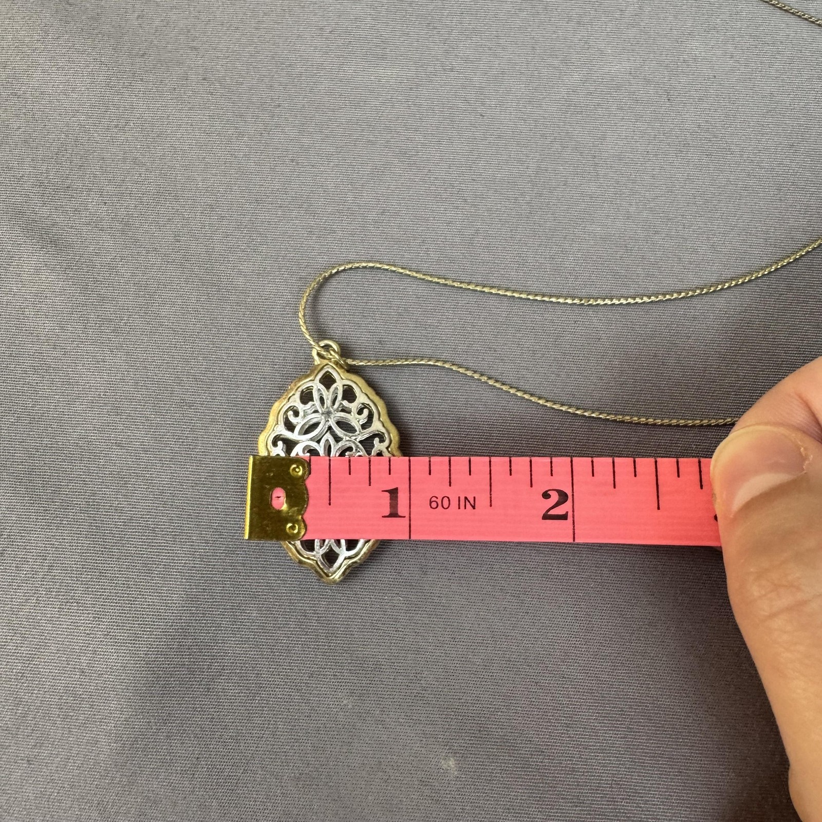 Gold Tone Filigree Oval Pendant Slider Necklace 21 In Womens Floral Jewelry