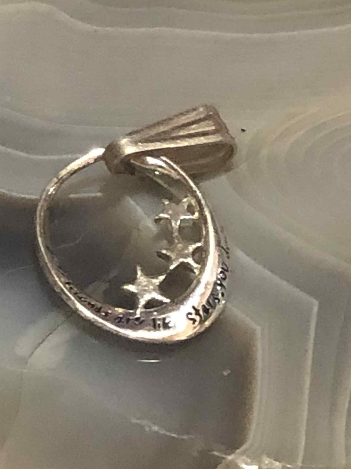 Stirling Silver, I Love You To The Moon And Back Pendant Stars