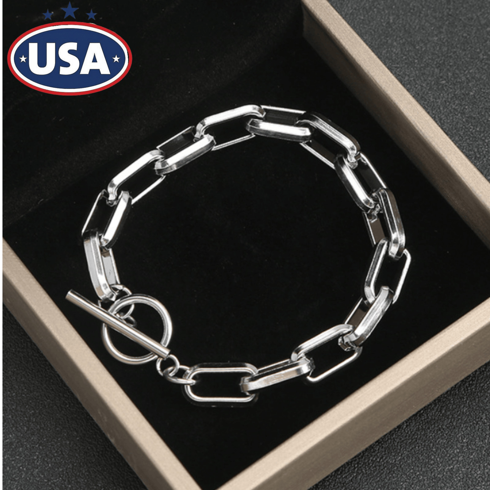 Silver Mens Punk Titanium Steel Chain Curb Cuban Link Bracelet Gifts Men Women