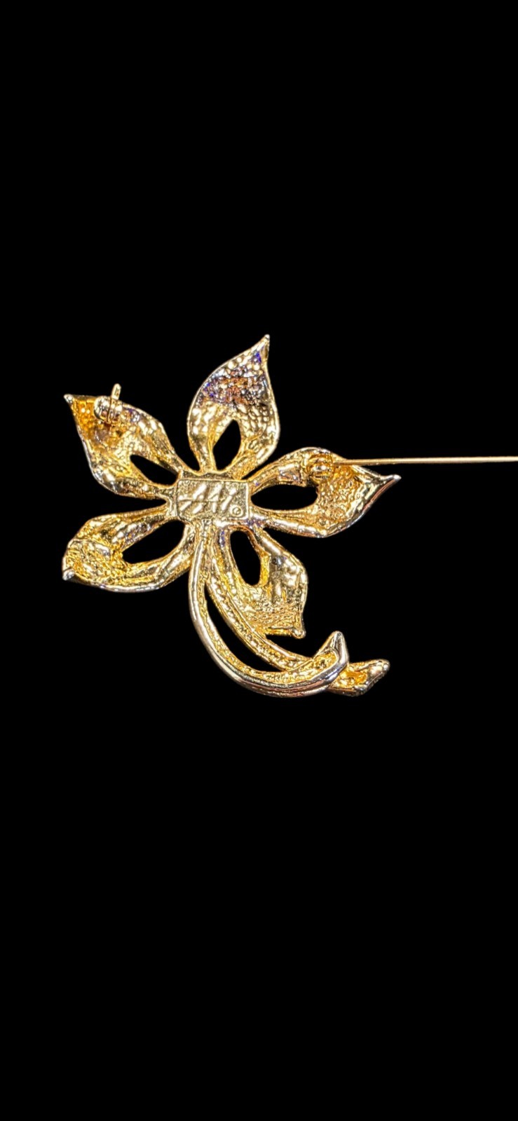 Vintage ATI Gold Tone Floral Brooch Faux Pearl Flower Pin Signed ATI costume