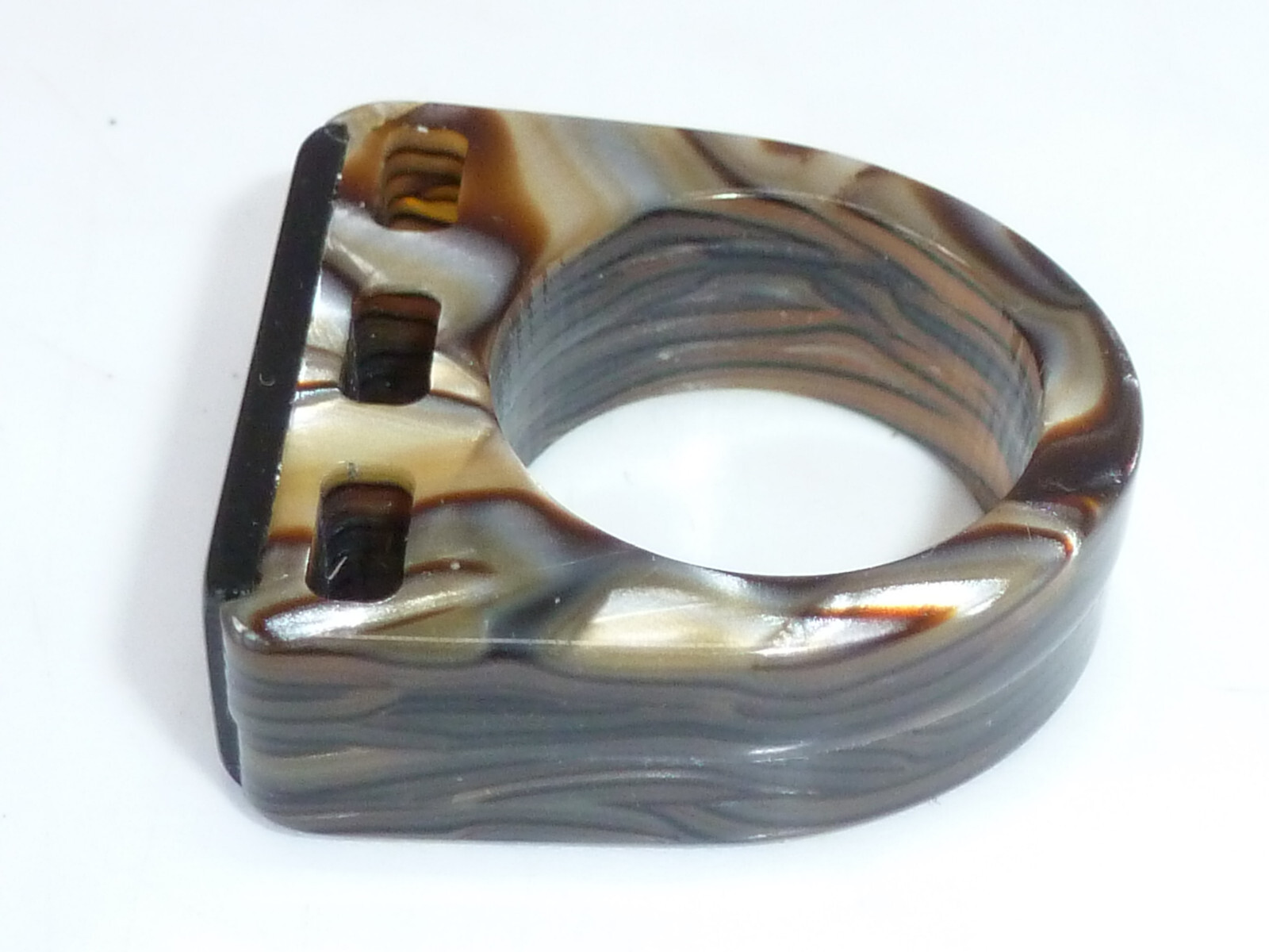 Vintage French Jean Paul Gaultier Ring Brown Beige Mottled