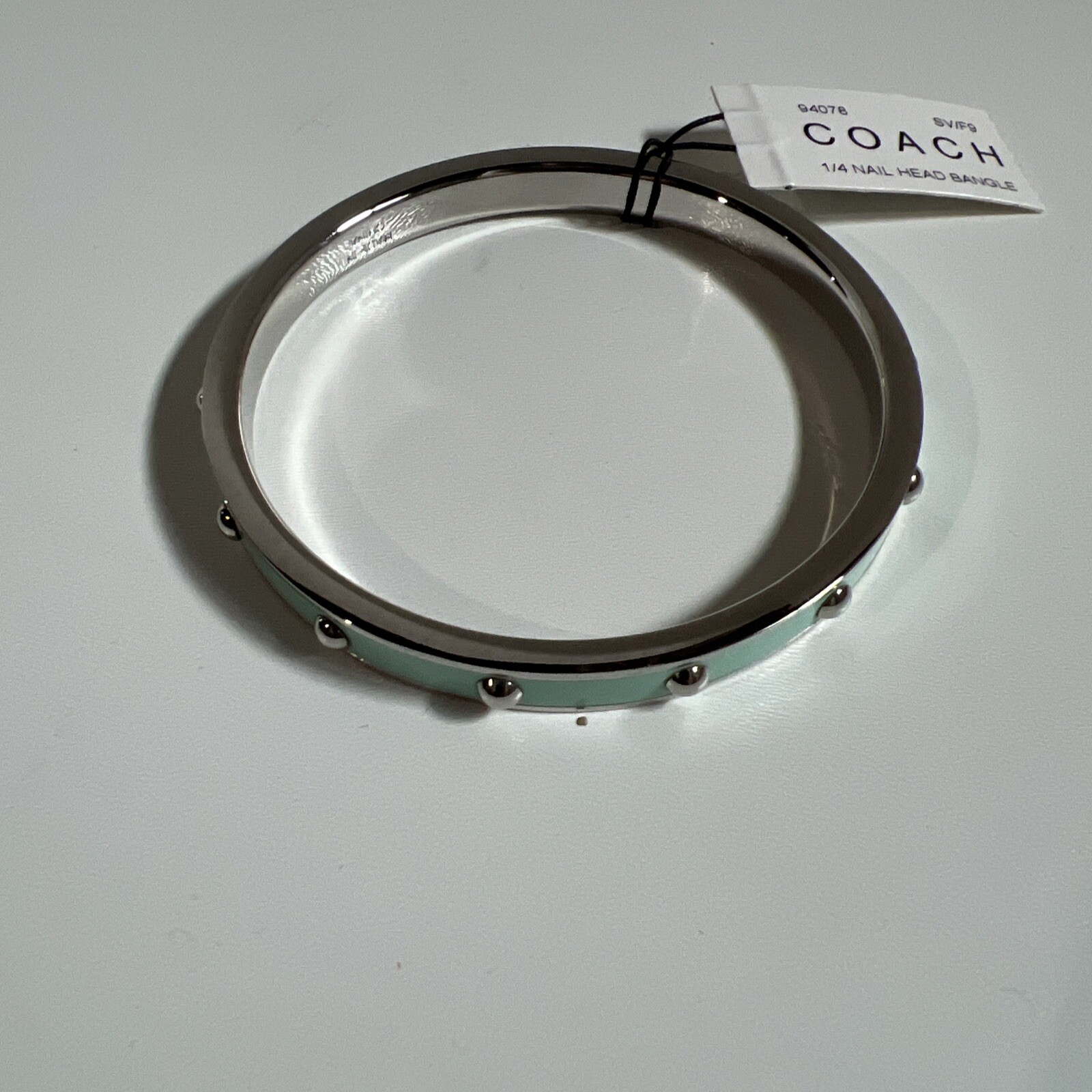 Coach bracelet bangle accessories W0.7cm x L19.5cm stud Silver x Green Ladies
