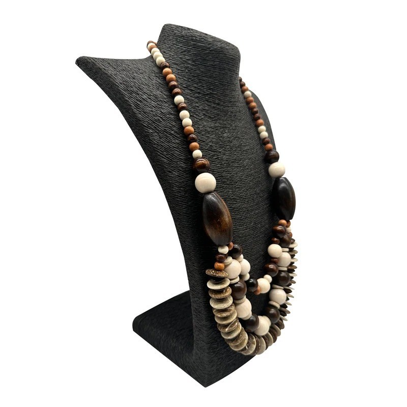 Bohemian Multi Layer Wood Coconut Shell Necklace Vintage Bib Collar Statement