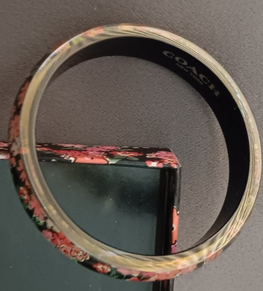 Coach Resin Floral Bangle, black/multicolor NWOT